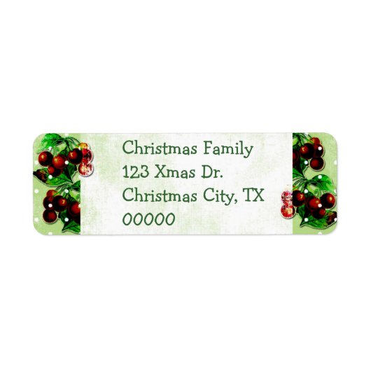 Vintage Christmas Holly Rücksendeadressen-Aufklebe (Vorne)