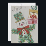 Vintage Christmas Holly Snowman Feiertagskarte<br><div class="desc">Weihnachten Weihnachten Holly Snowman Holiday Card.</div>