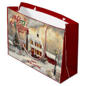 Vintage Christmas Home Christmas Große Geschenktüte (Rückseite Schrägansicht)