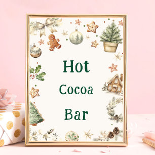 Vintage Christmas Hot Cocoa Bar Sign Poster