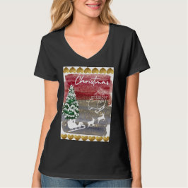 Vintage Christmas House Flag T-Shirt