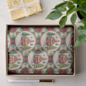 Vintage Christmas House Quilt Muster Decoupage Seidenpapier (Geschenk)