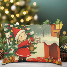 Vintage Christmas Illustration Dekokissen