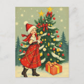 Vintage Christmas Illustration Feiertagspostkarte (Vorderseite)