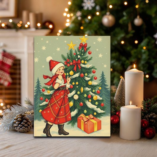 Vintage Christmas Illustration Feiertagspostkarte
