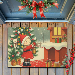 Vintage Christmas Illustration Fußmatte