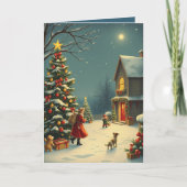 Vintage Christmas Illustration Karte (Vorderseite)