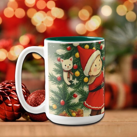 Vintage Christmas Illustration Zweifarbige Tasse