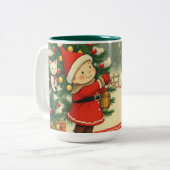 Vintage Christmas Illustration Zweifarbige Tasse (Vorderseite Links)