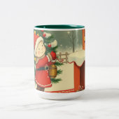 Vintage Christmas Illustration Zweifarbige Tasse (Mittel)