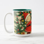 Vintage Christmas Illustration Zweifarbige Tasse (Links)