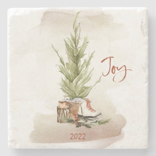 Vintage Christmas Joliday Steinuntersetzer (Vorderseite)