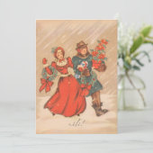 Vintage Christmas Jolly Couple Feiertagskarte (Stehend Vorderseite)