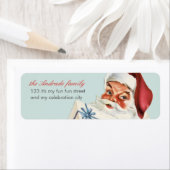 Vintage Christmas Jolly Santa Blue Red Holiday (Insitu)