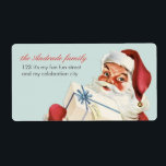 Vintage Christmas Jolly Santa Blue Red Holiday<br><div class="desc">WeihnachtsWeihnachten, Vintag/antike Illustration/Bild/Clipart/zeichnend jolly santa, hellblau/sanft, solider Hintergrund, Rotskriptthema, einfach/festlich/nostalgisch/lustig/alt/modisch/Vintag inspiriert/aussehen/aussehen, Weihnachtsmannmütze/Rot-Weiß-Anzug/Kleidung/Outfit/langer weißer Bart/Rattle/rote Handschuhe, Weißhandschuhe, Weißpapier, Weißpapier, Geschenk mit weißpapier, Weißpapier Blauer Bogen/Band, Farbe anpassen, blaue, benutzerdefinierte Textvorlage, alter Mann, Santa Claus/Klausel/Vater Weihnachten/st Nick/Heilige Nischen, rot/rot Wangen, Grüße Tag, rote Kalligraphie/Script Schriftart. Vintage Weihnachtsdesign, mit rot_dress, mit antiker Illustration des...</div>