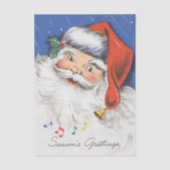 Vintage Christmas, Jolly Santa Claus with Music Seidenpapier (Vorderseite)