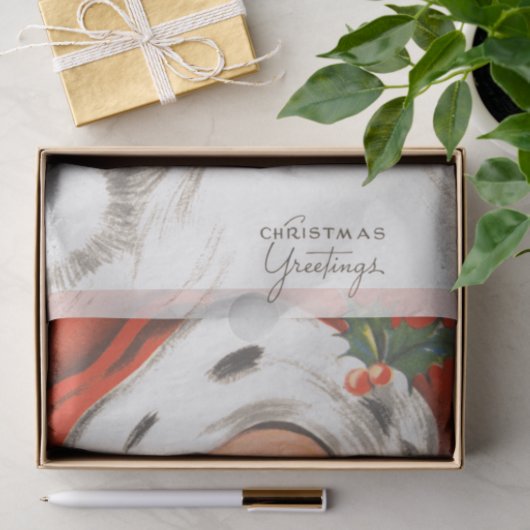 Vintage Christmas, Jolly Santa Claus with Smile Seidenpapier (Geschenk)