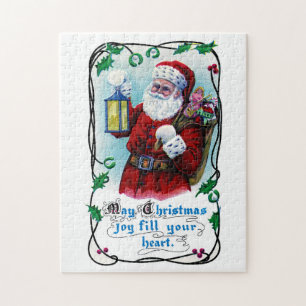 Vintage Christmas Joy Santa Claus Puzzle