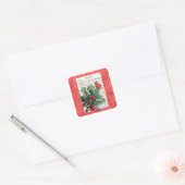 Vintage Christmas Kardinal Music Red Quadratischer Aufkleber (Umschlag)