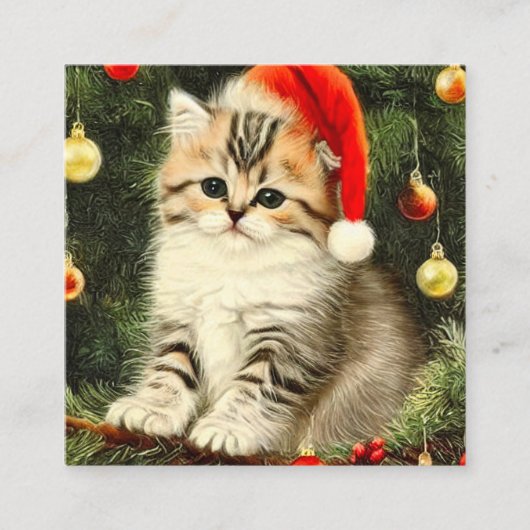 Vintage Christmas Kitten Begleitkarte (Vorderseite)