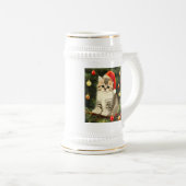 Vintage Christmas Kitten Bierglas (VorderseiteRechts)