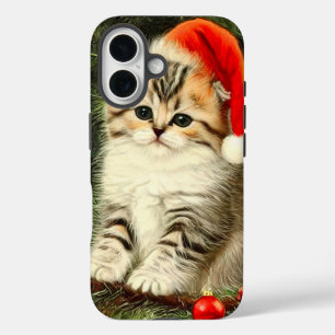 Vintage Christmas Kitten iPhone 16 Hülle