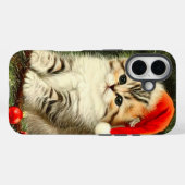 Vintage Christmas Kitten Case-Mate iPhone Hülle (Rückseite (Horizontal))