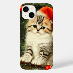 Vintage Christmas Kitten Case-Mate iPhone 14 Hülle