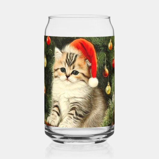 Vintage Christmas Kitten Dosenglas (Vorderseite)