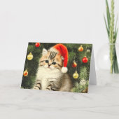 Vintage Christmas Kitten Einladung (Rückseite)