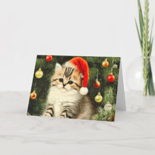 Vintage Christmas Kitten Einladung