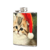Vintage Christmas Kitten Flachmann (Links)