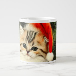 Vintage Christmas Kitten Jumbo-Tasse