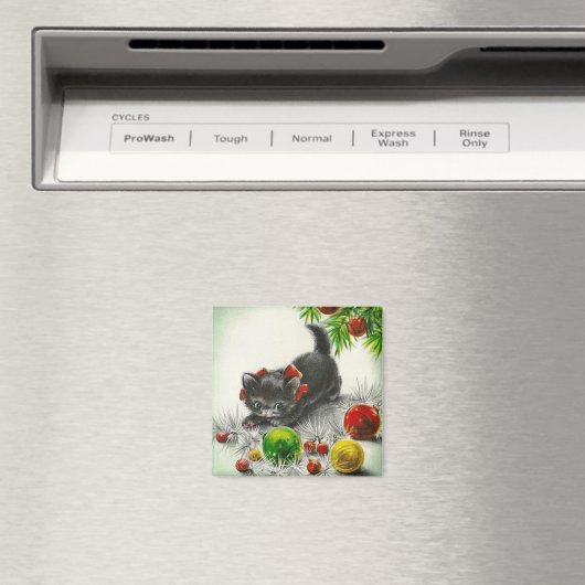 Vintage Christmas Kitten Magnet (In Situ (Geschirrspüler))