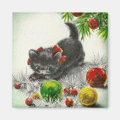 Vintage Christmas Kitten Magnet (Vorne)