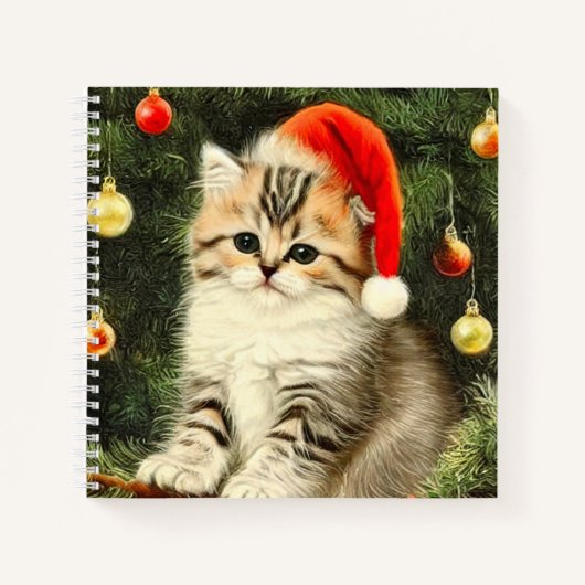Vintage Christmas Kitten Notizblock (Vorderseite)