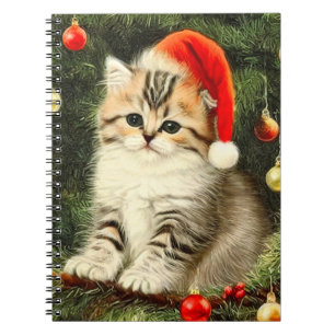 Vintage Christmas Kitten Notizblock