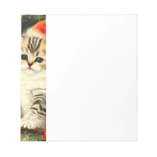 Vintage Christmas Kitten Notizblock