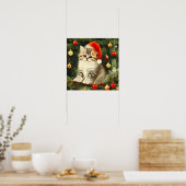 Vintage Christmas Kitten Poster (Küche)