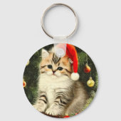 Vintage Christmas Kitten Schlüsselanhänger (Rückseite)