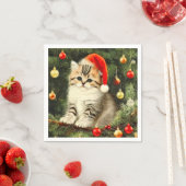 Vintage Christmas Kitten Serviette (Beispiel)