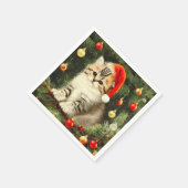 Vintage Christmas Kitten Serviette (Ecke)