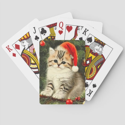 Vintage Christmas Kitten Spielkarten (Rückseite)