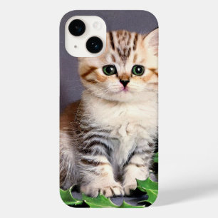 Vintage Christmas Kitten und Holly Case-Mate iPhone 14 Hülle