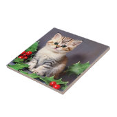 Vintage Christmas Kitten und Holly Fliese (Seite)