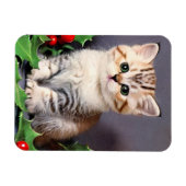 Vintage Christmas Kitten und Holly Magnet (Horizontal)