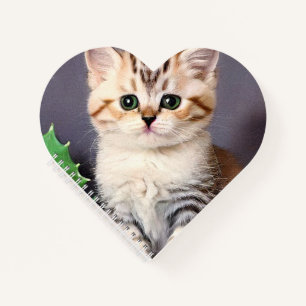 Vintage Christmas Kitten und Holly Notizblock