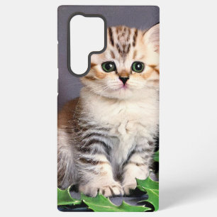 Vintage Christmas Kitten und Holly Samsung Galaxy Hülle