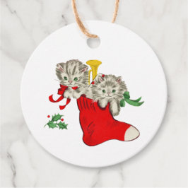 Vintage Christmas Kittens Geschenkanhänger