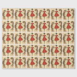 Vintage Christmas Lady in Red HolidayWrappingPaper Geschenkpapier